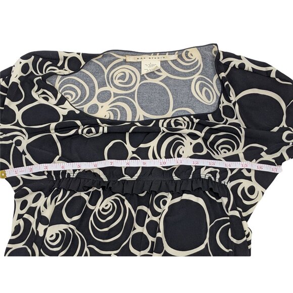 Max Studio Medium Black/Cream polyester Blend Circle Pattern Short Sleeve Top - Picture 4 of 11